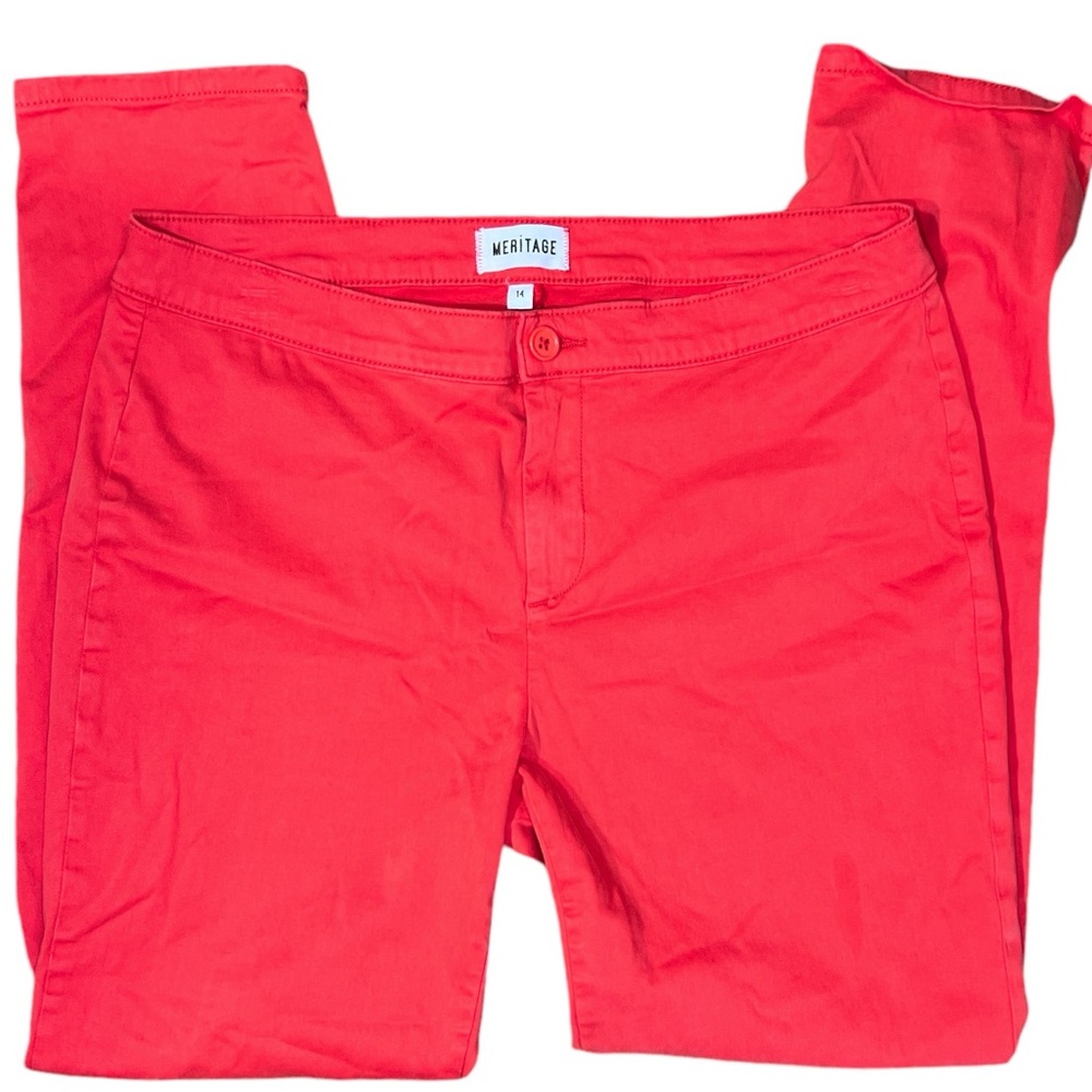 Meritage  EC   Poppy Red low rise zippered front. Soft and stretchy. Size 14